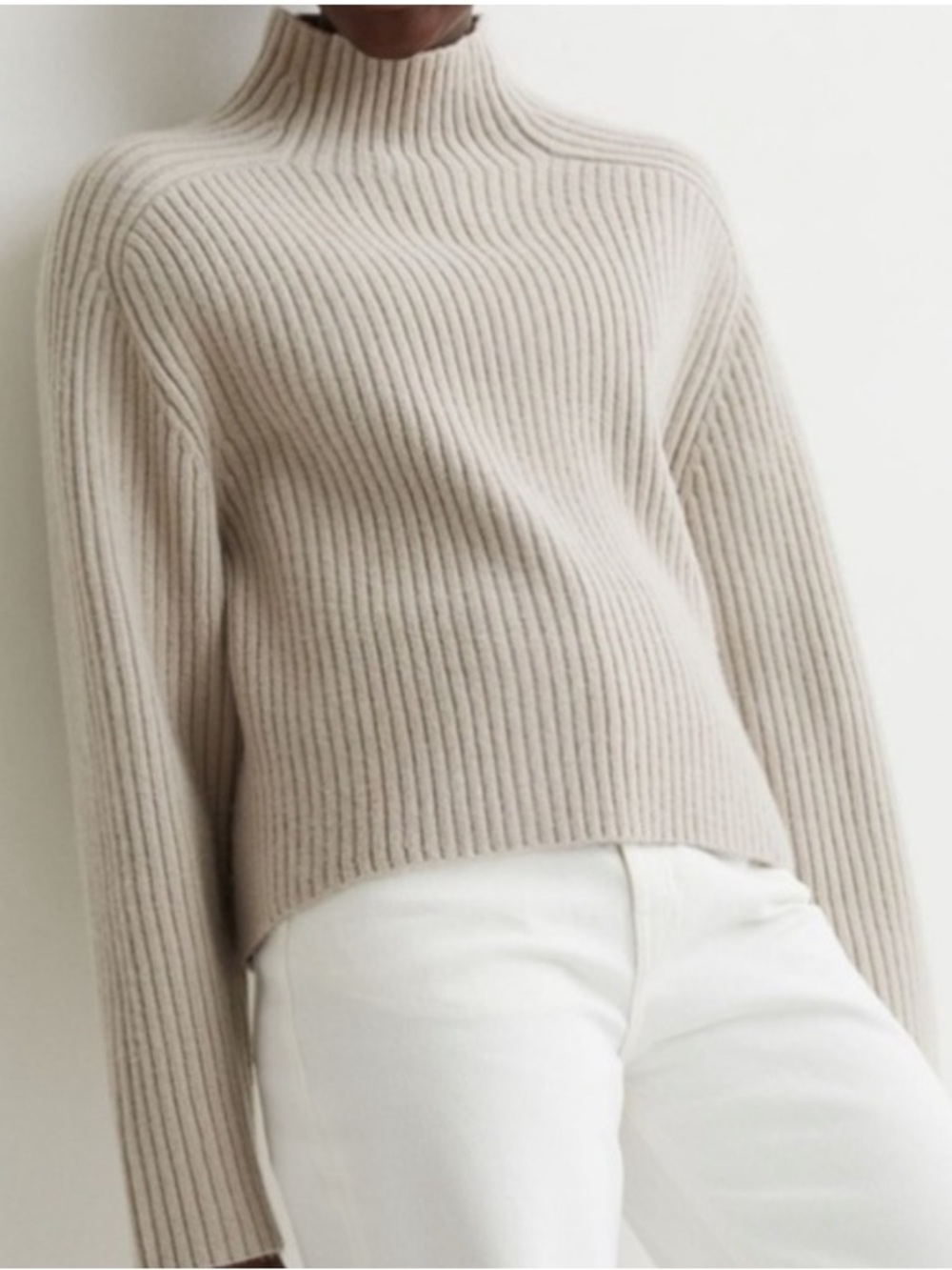 H&M Oversized Turtleneck Beige Sweater Woman's Size Medium